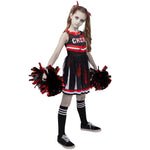 Spooktacular Creations Halloween Cheerleader Costume for Girls, Kids Zombie Cheerleader Outfit, Dead Fearleader Dress for Halloween Scary Costume Role Play Parties, Red Black, M