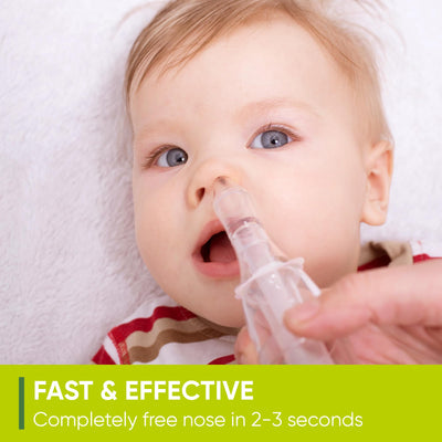 Airmed's Vac Nasal Aspirator Baby. CLINICALLY Tested, Safe and Gentle. Baby Nose Sucker with 2 Suction Heads and Cleaning Brush. Safe and Gentle Baby Nasal Aspirator with Strength of a Vacuum Cleaner