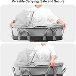 SUNVENO Portable Hand Held Bassinet for Baby with Canopy, Foldable Hand-Held Travel Cradle, 6 Carry Handles, Breathable Mesh, Water-Resistant Bottom, Indoor & Outdoor Baby Travel Bed