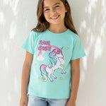 PATPAT Girls T Shirts Size 8-9 Years, Mint Green Graphic Tees, Crew Neck Short Sleeve Shirts Fashion Clothes Summer Outfits Cute Summer Tops