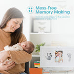 Pearhead Baby Hand and Footprint Kit - Inkless No Mess Clean-Touch Ink Pad, Newborn Keepsake Frame, Nursery Decor Essentials, Perfect Shower Gift for Boys and Girls, White