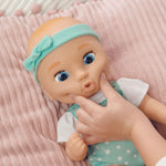 Sam 15" Realistic Soft Body Baby Doll with Open/Close Eyes with Bottle, Pacifier, Headband, & Mint Outfit, Ages 18M+