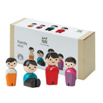PlanToys® PlanWorld Family Set | 4 Wooden Poseable Figures for PlanCity & PlanWorld Playsets | Montessori Pretend Play Family with Flexible Arms & Legs | Eco-Friendly Sustainable Wooden Toy for Kids