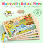 Zeoddler Wooden Puzzles for Toddlers, 4 Pack Animal Jigsaw Puzzles for Kids3-5, 20 Pieces Preschool Learning Activities, Learning & Educational Toys, Gift for Boys, Girls