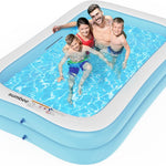 Sumbee Inflatable Swimming Kiddie Pool for Adults Kids Ages 4-8-12, Size 79" x 59" x 20" Rectangle Blow Up Family Pool for Children Backyard Outdoor Garden Summer Water Party Full-Sized Light Blue