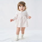 pureborn Baby Girls Long Sleeve Cotton Dress with Bloomer Playwear Dress with Headband Pink Flower 9-12 Months