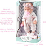 12'' Baby Doll in Gift Box with Pink Cloths, Pacifier, 13''x13'' Microfabric Blanket, and Feeding Bottle. Gift Idea for Ages 3+