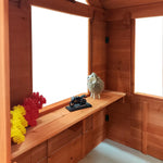 Wooden Playhouse for Kids, Outdoor Kids Playhouse with 2 Windows and Flowerpot Holder, Boy Girl Cottage Play House, 42" Lx46 Wx55 H