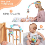 DINGLE DANGLE - Baby Gift Set - 3 in 1 Diaper Changing Helper Headband, Baby Mobile, & Sensory Rattle; Newborn Essentials Must Have - Great Baby Registry or Shower Gift - Featured on Shark Tank