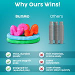 BUNMO Pop Tubes - Sensory Toys - Fidget Toys - Imaginative Play & Stimulating Creative Learning - Hours of Fun for Kids - Tons of Ways to Play - Non-Mouthable Toy 3+ - 4 Pack Large
