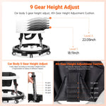 Baby Walker Foldable with 9 Adjustable Heights, Baby Walker with Wheels Portable, Infant Toddler Walker for Baby Boy Girls 6-18 Months (Black)