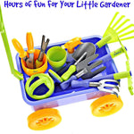 Dimple Garden Wagon & Tools Toy Set Premium 15 Pcs Kids Gardening Tools & Wagon Toy Set - Sturdy & Durable - Top Yd, Beach, Sand, Garden Play Set - Great for Kids & Toddlers