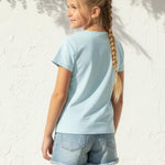 PATPAT Girls Shirts Size 11-12 Blue Cat Print Graphic Tees, Girls Clothes Size 10 12, Crew Neck Short Sleeve Blue Tops Children Clothes Going Out Outfit Preppy Tops