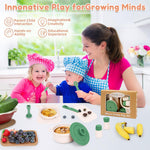 TYRY.HU 11Pcs BPA Free Kids Play Kitchen Accessories Toy, Silicone Pretend Play Food Sets,Cooking Toys Set with Pots & Pans,Pretend Cooking Toys, Montessori Learning Gifts for Toddlers 1-3,Green