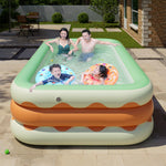 Qudinip Inflatable Swimming Pool, 3 Layers PVC Blowing Pool, Foldable Portable Inflatable Pool for Kids 3+ Years Outdoor Indoor Family Fun with One Button Inflation Design (1.3 M)