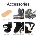 2 in 1 Baby Stroller with Bassinet, Reversible Convertible Infant Bassinet Stroller of One-Click Folding, Newborn Travel Strollers Toddler Standard Pram Carriage Lightweight (Black)