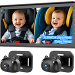 Dual Baby Car Camera for 2 Kids - 6.9” HD Display with Ambient Lighting, Rotatable Night Vision Cameras, Easy Setup, Ideal for Parents, Grandparents, Nannies, Safe & Clear Viewing