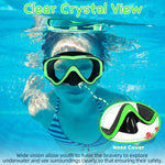 Water Space Kids Swimming Goggles Swim Googles for Kids Toddler Girls Boys Youth 6-14 3-6 4-7, Swimming Goggles with Nose Cover Anti Fog 180°Clear Snorkel Mask No Leaking Pool Underwater Swim Goggles