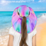Kids Sun Hat UV Protection Summer Beach Play Hats Wide Brim Neck Flap for Girls Boys, Yellow Pink, 2-9 Years