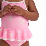 Gerber Baby Girls One-Piece Swimsuit, Pink Daises, 0-3 Months