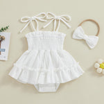 Murnouche Newborn Baby Girl Romper Dress Summer Clothes Boho Photoshoot Outfits with Headband