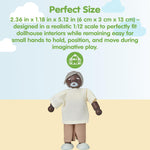 PlanToys® Wooden Grandfather Dollhouse Figure - Dark Skin Tone | Poseable 1:12 Scale Dollhouse People | Montessori Pretend Play Doll with Bendable Arms & Legs | Eco-Friendly Wooden Figurine for Kids