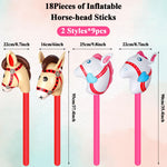 RUIYELE 18 Pcs 40 Inch Brown Inflatable Stick Horse Blow Up Horsehead Stick Balloon Horse Birthday Party Supplies Pony Stick for Christmas Horse Themed Party Decorations Halloween Costume Stick