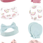 Hudson Baby baby-girls Cotton Headband and Scratch Mitten Set