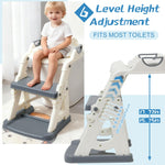 CALCHELE Potty Training Seat, Upgrade Toddler Toilet Seat with Steps Stool Ladder, 2 in 1 Potty Training Seat with Step Stool for Kids Boys Girls Gray