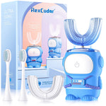 RexCodar Ultrasonic Kids U Shaped Electric Toothbrush,4 Brush Head,Age 6-12