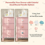 FUNKOCO Pink Nightstand, 27.56" Wide 3 Drawer Night Stand for Bedroom, Cute Scalloped Dresser Bedside Table for Bedroom, Hallway, Living Room