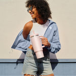 40 oz Tumbler with Handle and Straw: Stainless Steel Insulated Tumbler Keeps Cold for 24 Hours, Leakproof Travel Cup Fits in Cup Holder and BPA-Free, Cotton Candy