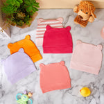 6 Pieces Newborn Baby Hat Bear Ears Infant Caps Baby Boy Girl Toddler Hats Infant Beanie Caps for 0-3 Months (Pink White, Light Pink, Dark Pink, Orange, Rose Red, Purple,Classic)