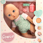 Sam 15" Realistic Soft Body Baby Doll with Open/Close Eyes with Bottle, Pacifier, Headband, & Mint Outfit, Ages 18M+