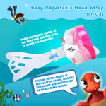 Kids Swim Mask 180° Snorkel Diving Mask, Anti-Fog Child Swim Goggles with Nose Cover No-Leak Swimming Goggles Anti-Shattered Lens for Youth 4-15 (Pink)