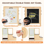 Costzon Easel for Kids, Wooden Art Center with Double-Sided Blackboard & Whiteboard, Paper Roll for Drawing, Crafts, Writing, Toddler Activity Table with Storage, Kids Table and Chair Set (Brown)