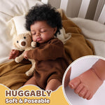 BABESIDE Black Reborn Baby Dolls, 17 Inch Realistic Black Newborn Lifelike Real Life Baby Dolls Soft Vinyl & Cloth Body with Feeding Kit Gift Box for Kids Ages 3+