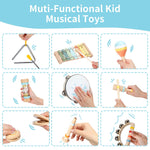 ZJEFUNS Baby Musical Instruments Set Wooden Montessori Toys for Toddlers 1-3 Percussion Instruments Set Modern Boho Music Toys for Kids Preschool Educational.