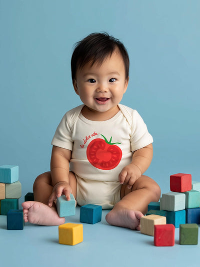 Chunky Deli La Dolce Vita Baby Bodysuit Gender Neutral Foodie Outfit Soft 100% Cotton Short Sleeve One-Piece for Infant Boy or Girl Cute Coming Home Gift