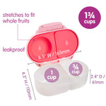 b.box Snack Box - Leakproof Mini Bento Box for Kids & Toddlers, 2 Compartment Snack Containers for Kids, Lunch Containers, Dishwasher Safe, BPA Free, PFAS Free, Ages 4m+, 1 3/4 Cup - Flamingo Fizz