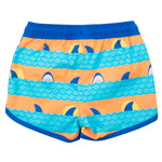 RUGGEDBUTTS Boys UPF50+ Sun Protection Dolphin Hem Swim Trunks - Neon Sharks & Stripes, 3T