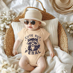 MODNTOGA Infant Girl Boy Bodysuit Cute But Feral Raccoon Graphic Onesie Newborn Baby Animal Print Short Sleeve Romper Tops (Beige, 6-12 Months)