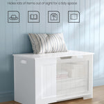 VASAGLE Storage Chest, 29.9 Inches Width Storage Bench, Entryway Bench with 2 Safety Hinges, Shoe Bench, Farmhouse Style, for Entryway, Bedroom, Living Room, Cloud White ULHS11WT