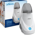 Dr. Brown's bottle warmer and sterilizer with packaging on a white background