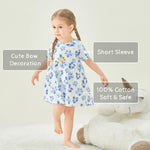pureborn Baby Girls Dress Short Sleeve Cotton Playwear Dress Summer Floral Dress 0-3 Months Blue Daze