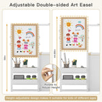 Frogprin 3 in 1 Kids Art Table and Chair Set, Easel Table for Kids, Toddler Craft and Play Wood Activity Desk with Adjustable Double-Sided Magnetic Easel, Paper Roll, Storage Box, Book Shelves