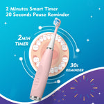Kids Electric Toothbrushes Toddlers Rechargeable, 6 Heads, Ages 2-12, Blue
