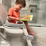 PandaEar Toilet Potty Training Seat with Step Stool Ladder, Comfortable Safe Potty Seat with Anti-Slip Pads Ladder for Kids Boys Girls Toddlers (Grey)