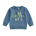 Twopumpkin Toddler Easter Shrit Baby Girl Outfit Crewneck Bunny Sweatshirt Long Sleeve Shirts Holiday Clothes Blue Easter Egg 18-24 Months