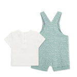 Little Me Clothes for Baby Boys' Whales Shortall Set, Aquifer/Marshmallow, 3 Months